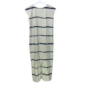Wvn For You Size XS Organic Cotton Maxi Tie Dye Striped T-Shirt Ivory Dress Cond